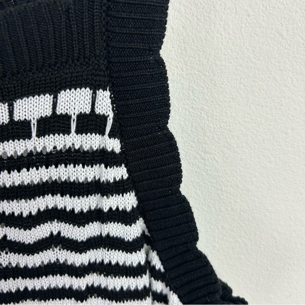 Joie Crochet Midi Dress sleeveless open knit black and white size: XL - Picture 7 of 12